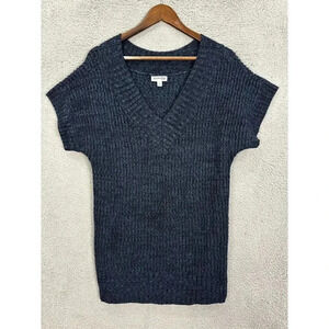 st. johns bay sweater dress womens large blue short‎ sleeve v neck pullover knit